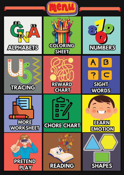 Early Skills Mega Workbook for Kids with clickable menu -PlayfulPages